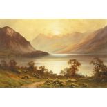 Edward Horace Thompson (1879-1949) British, A view of a mountain loch at dusk, watercolour,