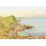 Robert Morson Hughes (1873-1953) British, A view of a rocky coastline, oil on board, signed, 10" x
