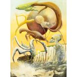 Pauline Ann Smith, 'The Ancient Mariner', and 'Olympia Espana' a pair of surrealist oil on canvas