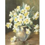 Marion Broom (1878-1962) British, A still life of a jug filled with daffodils, watercolour,