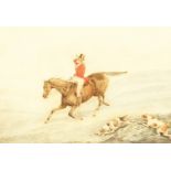 Attributed to H. Alken (1785-1851) British, A huntsman on horseback with hounds on the scent,