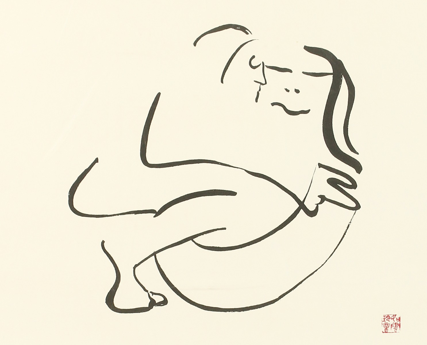 After John Lennon, A Lithograph of an entwined couple, numbered '565/3000', 15" x 19".