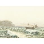 Augustus Morton Hely Smith (1862-1941) British, steamship off the coast, watercolour, signed, 10"