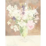Angela Burfoot (1934-2006) British, flowers in a wine glass, oil on board, signed and dated, 9.5"