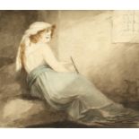 18th century, Circle of Thomas Stothard (1755-1834), British, A study of a captive lady in the light