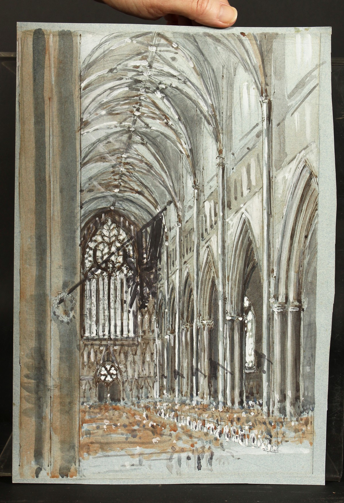 Manner of Henry Rushbury (1889-1968) British, A study of a cathedral interior, watercolour and - Image 2 of 3