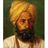 Early 20th Century Indian School, A Study of a man in a turban, oil on board, signed with initials