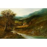 Edward Nevil (late 19th century) British, a pair of oil on canvas paintings of scenes of cottages by