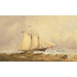 Charles de Lucy (1856-1929) British, a twin masted ship with a distant steam vessel, watercolour,