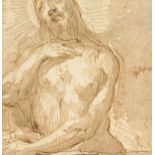 An early 18th century old master drawing of a saint, 3.5" x 3.5", unfamed.