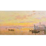 Vladimir Belsky (b.1949) Russian, 'Venetian Sunset', signed oil on board, 7.5 x 13.5", 19x35cm