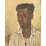 Parimal Roy (20th century) Indian, A head study of a young man, oil on canvas, signed, 20" x 16".