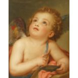 After Anton Raphael Mengs (1728-1779) German, Cupid sharpening his arrow, 19th century, pastel,