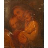 Old Master, Holy family miniature, oil on panel, 4" x 3.25".