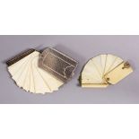 TWO ISLAMIC / INDIAN SILVER FILIGREE & IVORY NOTE PADS, each fan opening to reveal carved ivory