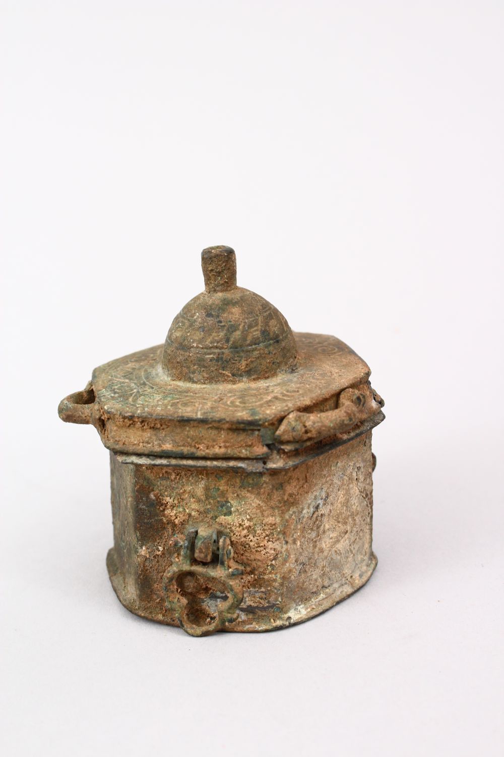 A COLLECTION OF FOUR INDIAN & PERSIAN OIL LAMPS AND A 12TH CENTURY INKWELL (4) - Image 2 of 5