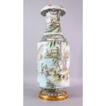 A LARGE 19TH CENTURY CHINESE FAMILLE VERTE / ROSE PORCELAIN VASE, decorated with scenes of working