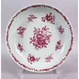 AN 18TH CENTURY CHINESE FAMILLE ROSE PORCELAIN PLATE, decorated with flora 23.5cm