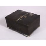 A JAPANESE MEIJI PERIOD SHIBUICHI, GOLD & MIXED METAL CIGARETTE BOX - KURODA COMPANY, the box lid