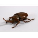 A JAPANESE BRONZE FIGURE OF A STAG BEETLE, The back opening for storage, 9cm