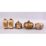A MIXED LOT OF JAPANESE MEIJI PERIOD SATSUMA ITEMS, consisting of a pair of vases, one af, 12cm