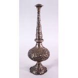 A 19TH CENTURY INDIAN SILVER ROSE WATER SPRINKLER, 25cm high .