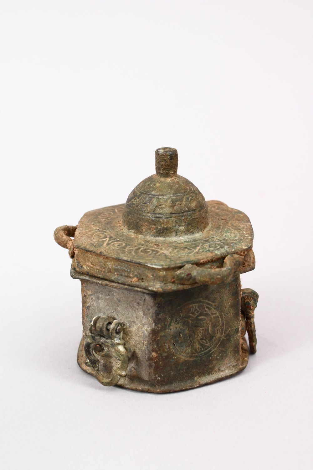 A COLLECTION OF FOUR INDIAN & PERSIAN OIL LAMPS AND A 12TH CENTURY INKWELL (4) - Image 3 of 5