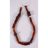 A SET OF 19TH / EARLY 20TH CENTURY CARVED HORN BEAD NECKLACE, Approx. 100cm open.