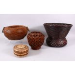 A COLLECTION OF FOUR JAPANESE MEIJI PERIOD IKEBANA BASKETS, each of varying form and size, one