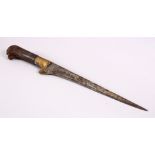 A 19TH CENTURY ISLAMIC PERSIAN DAGGER, - with a wooden handle, 31.5cm