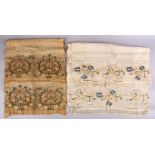TWO EARLY 19TH CENTURY TURKISH HAMAN TOWELS - TEXTILES, embroidered with floral design,