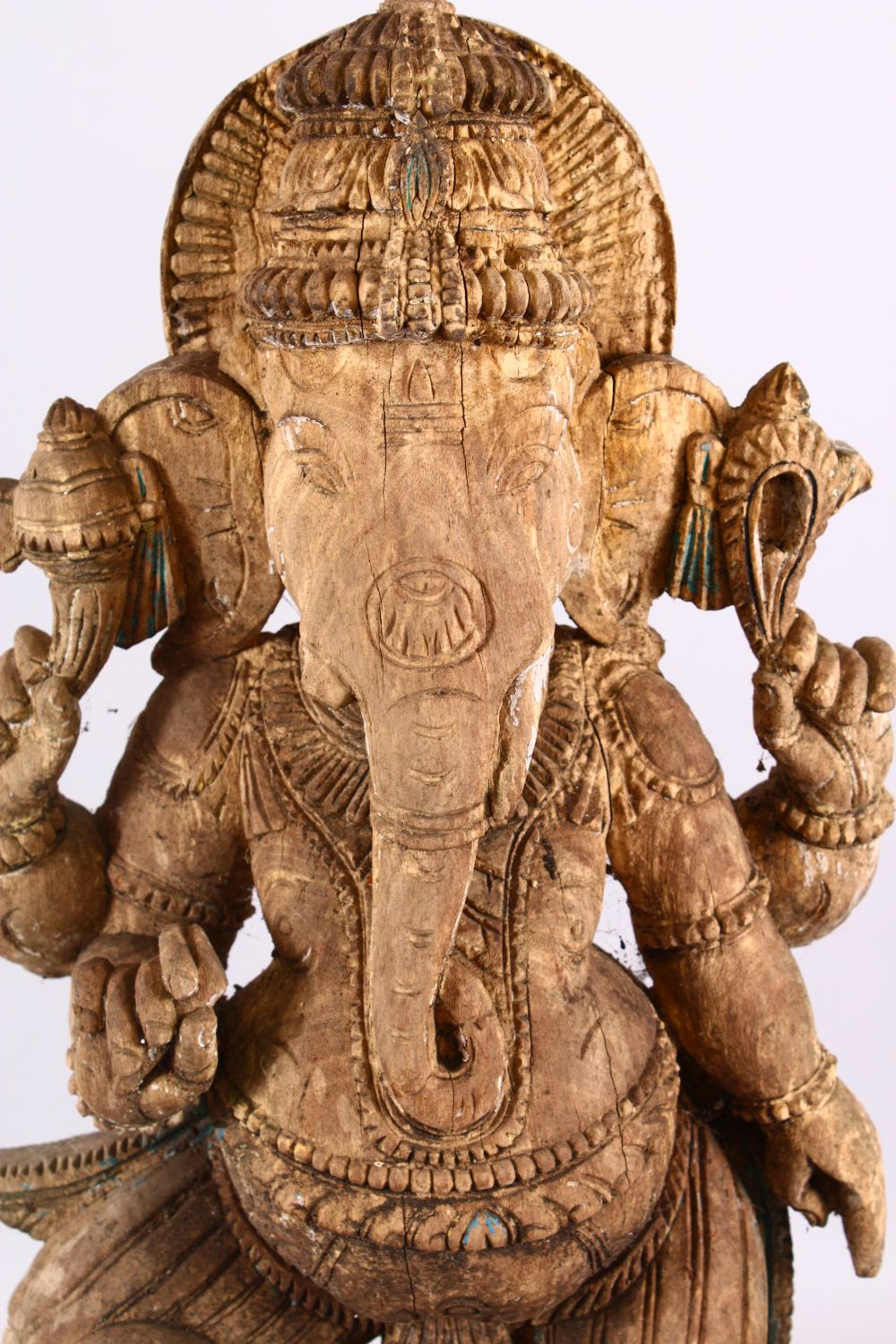 AN 19TH / 20TH CENTURY INDIAN CARVED FIGURE OF GANESH / DEITY - 59cm high - Image 2 of 3