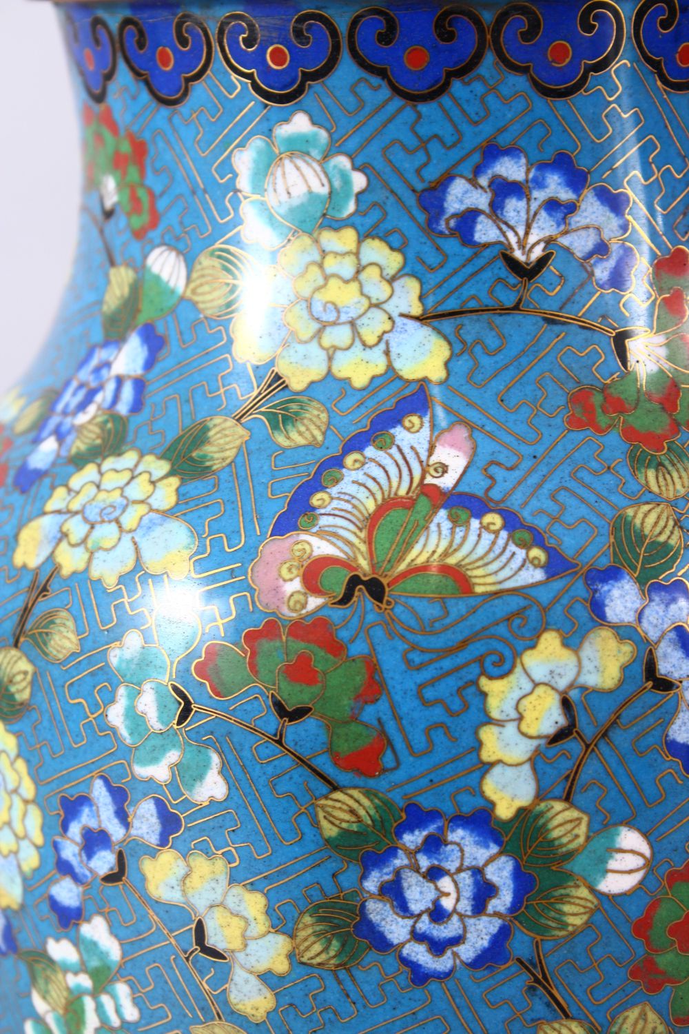 A LARGE PAIR OF 19TH / 20TH CENTURY CHINESE CLOISONNE VASES, each decorate with an array of flora - Image 2 of 6