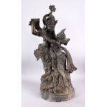 A GOOD & LARGE INDIAN BRONZE STATUE OF RAMA & SITA, both figures elegantly posed, one figure