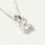 AN 18CT WHITE GOLD DIAMOND SINGLE STONE PENDANT NECKLACE of 35 points.