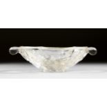 A SMALL 19TH CENTURY CRYSTAL TWO-HANDLED DISH. 3,25ins long including handle.