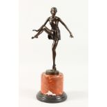 AFTER D. ALONZO A BRONZE DANCER. 13ins high, on a circular marble base.