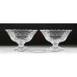 A GOOD PAIR OF CUT GLASS SWEETMEAT DISHES on triangular bases.