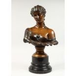 A. G. SCHAEFFER & WALKER, BERLIN A GOOD BRONZE BUST of a young lady, on a socle base with ebonised