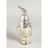 A SILVER PLATED PENGUIN SUGAR SIFTER. 6.5ins high.