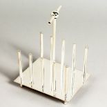 A SILVER PLATED CHRISTOPHER DRESSER DESIGN TOAST RACK.