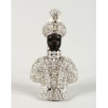 A SUPERB 18CT WHITE GOLD AND DIAMOND NUBIAN FIGURE by ATTILIO CODOGNATO, VENICE, inset with a