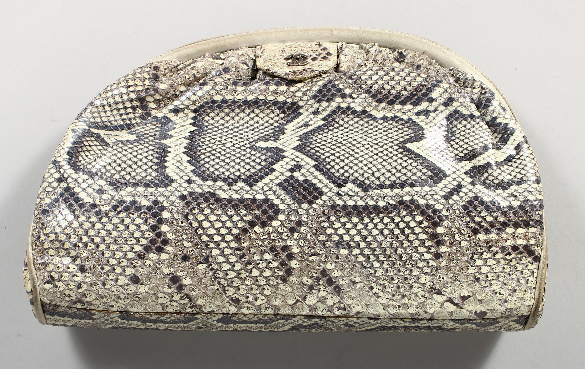 A CHANEL SNAKESKIN BAG with leather interior. Made in Italy. 11ins long. - Image 7 of 9