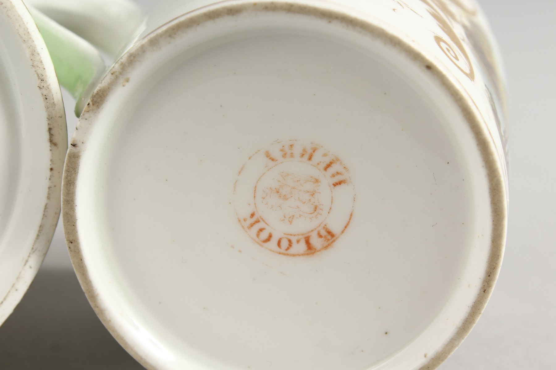 A LATE 19TH CENTURY ROYAL CROWN DERBY MUG painted with flowers on a green ground and a Derby small - Image 5 of 5