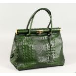 A GENUINE LEATHER "BORSE IN PELLE" CROCODILE DESIGN BAG.