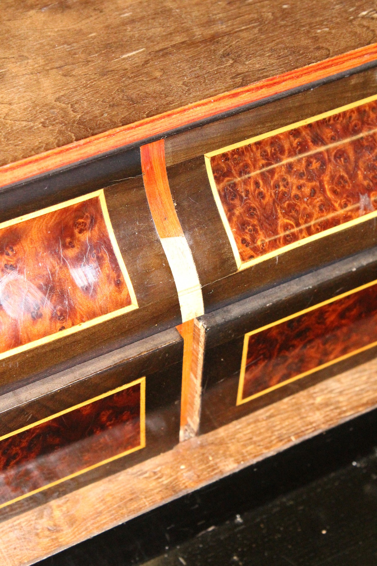 A GOOD 19TH CENTURY KINGWOOD AND MARQUETRY ESCRITOIRE, with marble top, three drawers which form the - Image 5 of 10