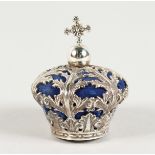 A CAST SILVER ROYAL CROWN PIN CUSHION.