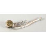 A CAST SILVER BOSUN'S WHISTLE.