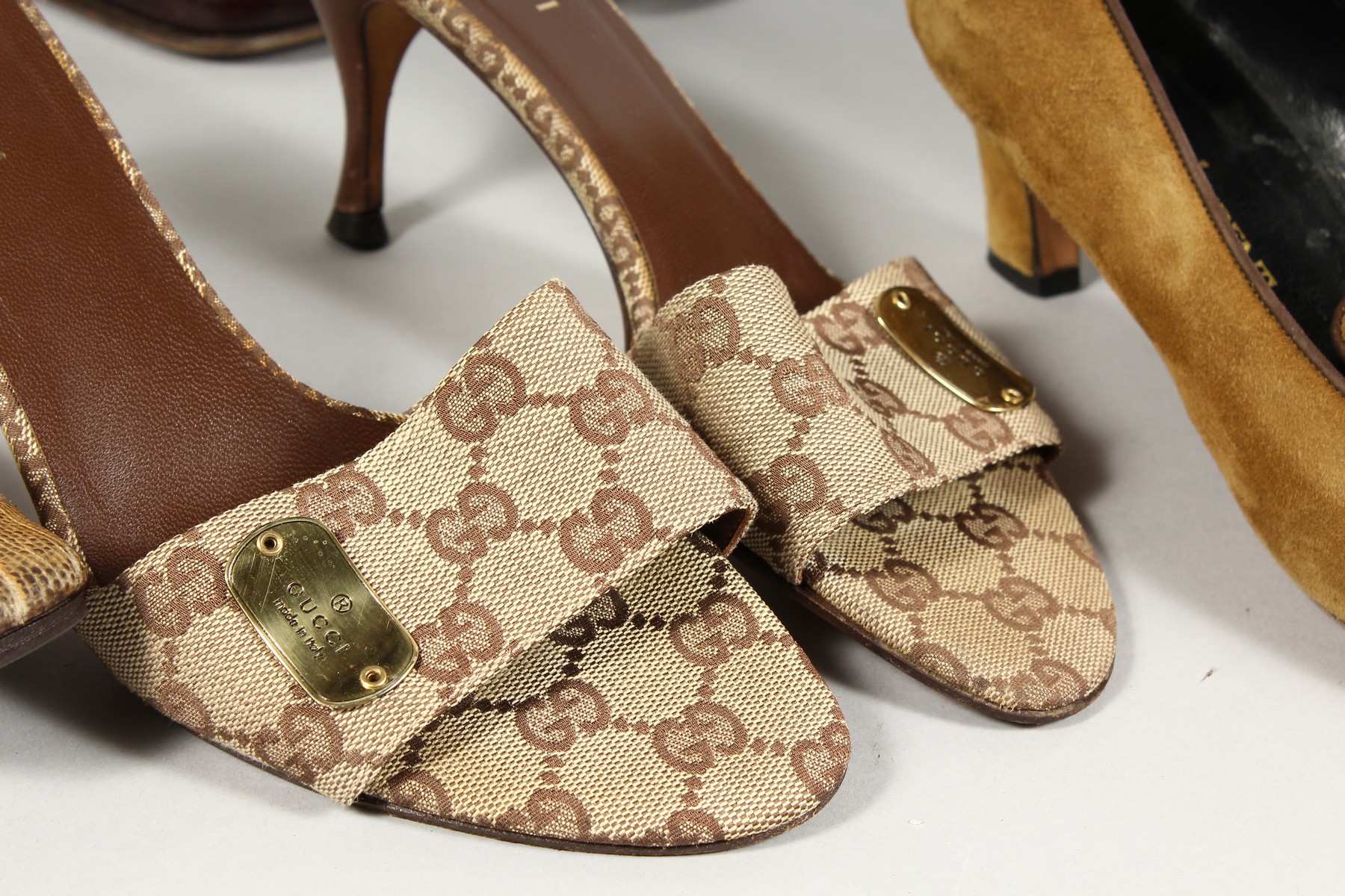 SIX PAIRS OF DESIGNER SHOES, PRADA, GUCCI, YSL, FERRIGANO and MAUD FRIZON. - Image 3 of 5