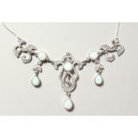 A SILVER VICTORIAN STYLE GILSON OPAL NECKLACE.